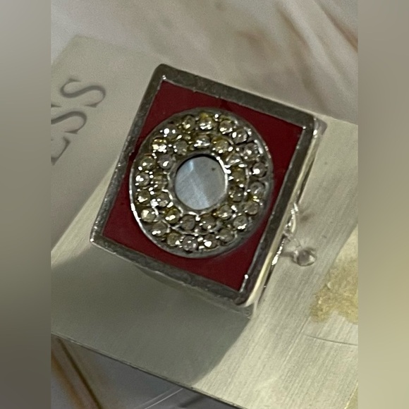 NEW GUESS Red Enamel and Crystal Art Deco Ring - Picture 3 of 4